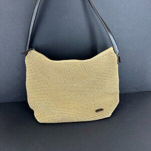 The SAK Beige Crochet Purse Shoulder Bag Handbag zipper Inside Pocket Hobo  Meas